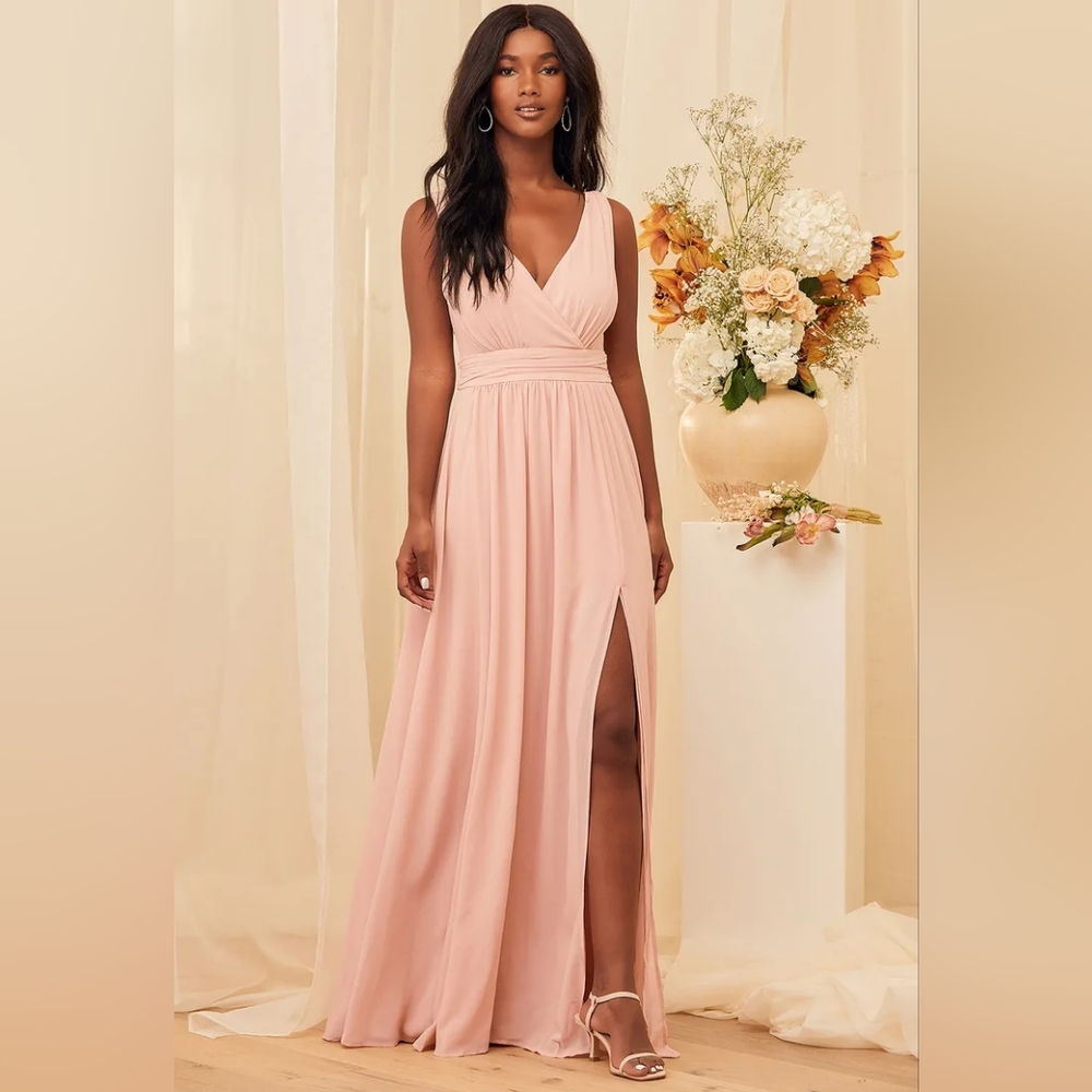 Thoughts of Hue Blush Surplice Maxi Dress NWT